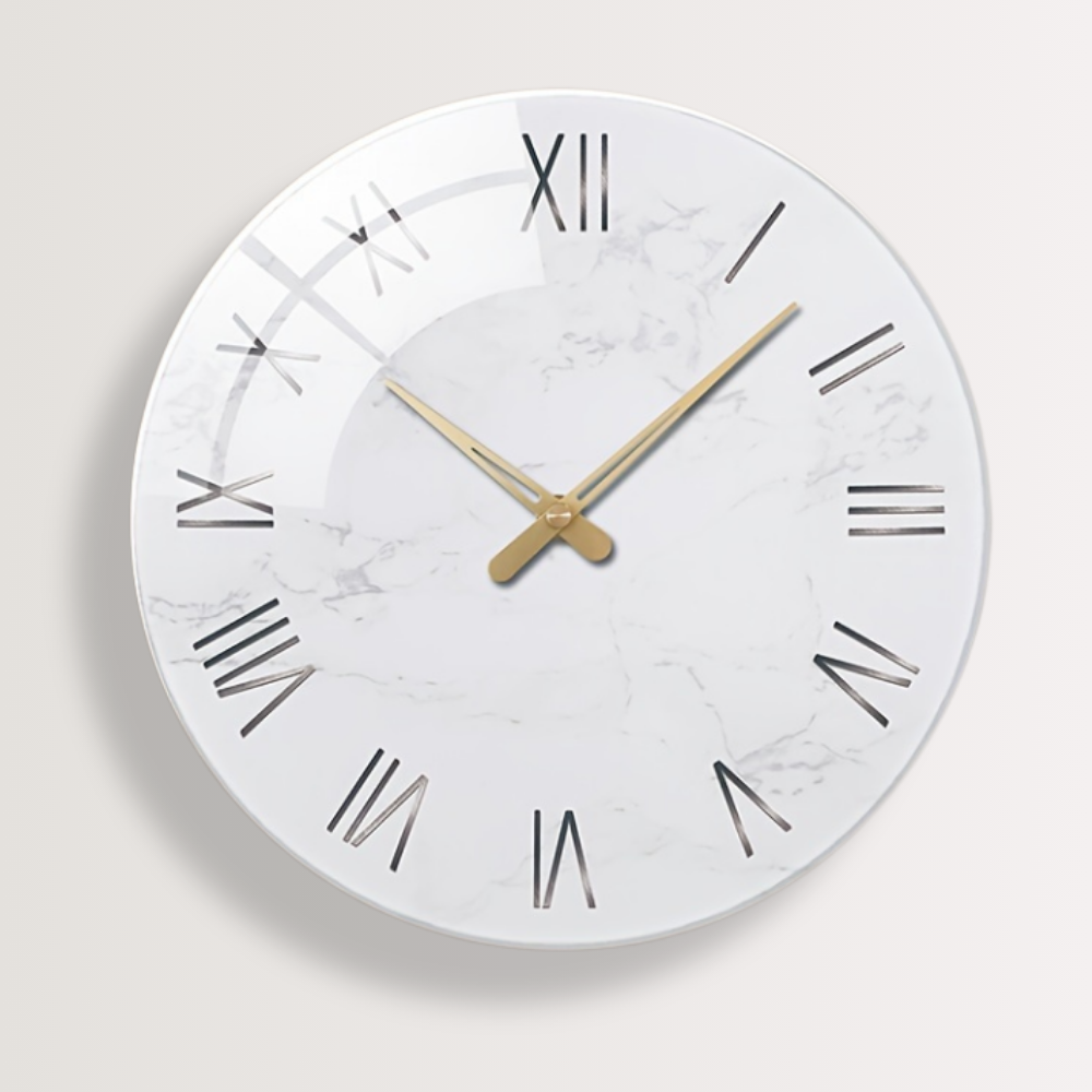 Horloge Murale | Verre Trempé Design | Style Image | Marmor