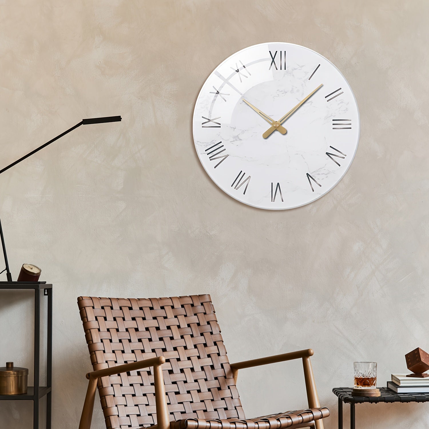 Horloge Murale | Verre Trempé Design | Style Image | Marmor