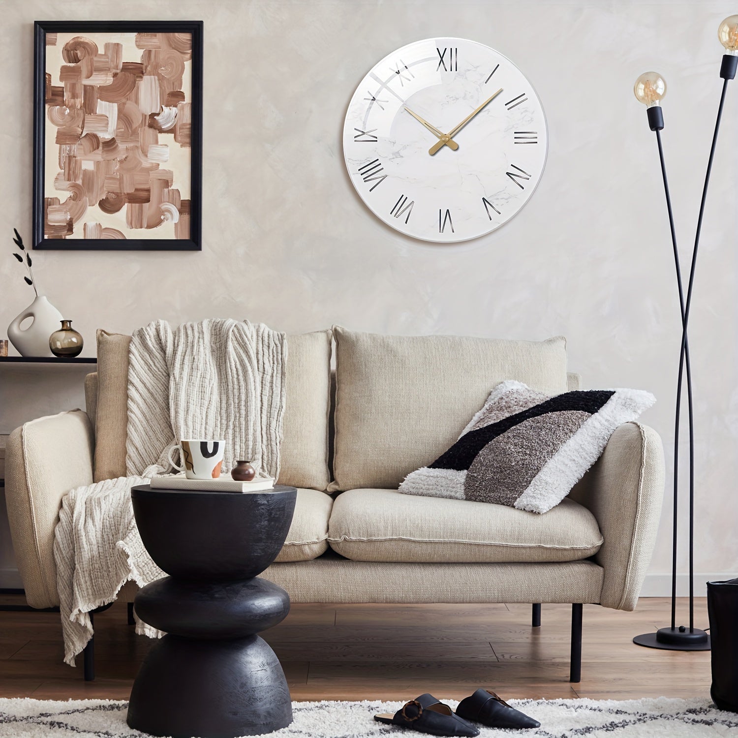 Horloge Murale | Verre Trempé Design | Style Image | Marmor